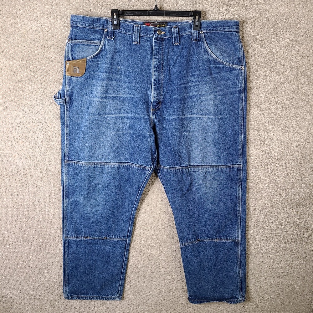 Wrangler Riggs Workwear Jeans Mens 46x32 Blue Durashield Straight Double‎ Knee